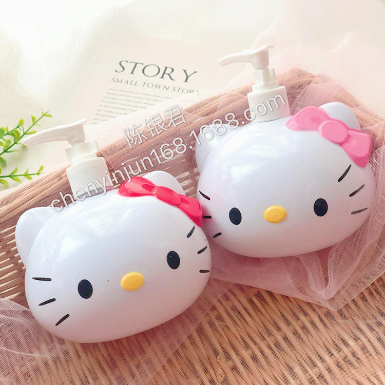 可爱猫咪头型猫头沐浴瓶K.t猫乳液瓶浴室压夜瓶洗手液瓶化妆品