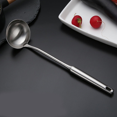 Factory Direct Supply 304 Stainless Steel Soup Spoon and Ladle with Wooden Handle for Home Use, Food Grade Three-Millimeter Soup Bowl Wholesalers