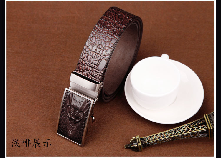 Men's Belt Automatic Sliding Buckle Belt Faucet Leather Leading Crocodile Pattern Cowhide Casual Belt display picture 8