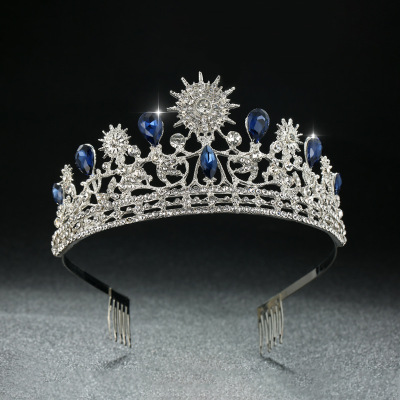 69 Chan yuan bride Sapphire alloy Hairdressing birthday Cake Ceremony show Headdress