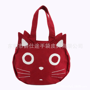 New creative eco-friendly canvas handbag red cat canvas handbag small objects canvas storage bag