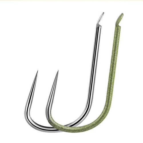 Titanium alloy barb-free water grass green new Guandong ultra-light and ultra-hard flying fish hook that does not tip but rather folds and does not bend.