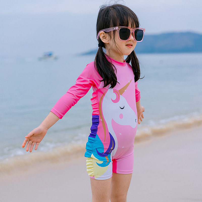 22 New Girls' Unicorn Swimsuit Flower Color Big Middle School Korean Children's Swimsuit Girl Student Skirt 4