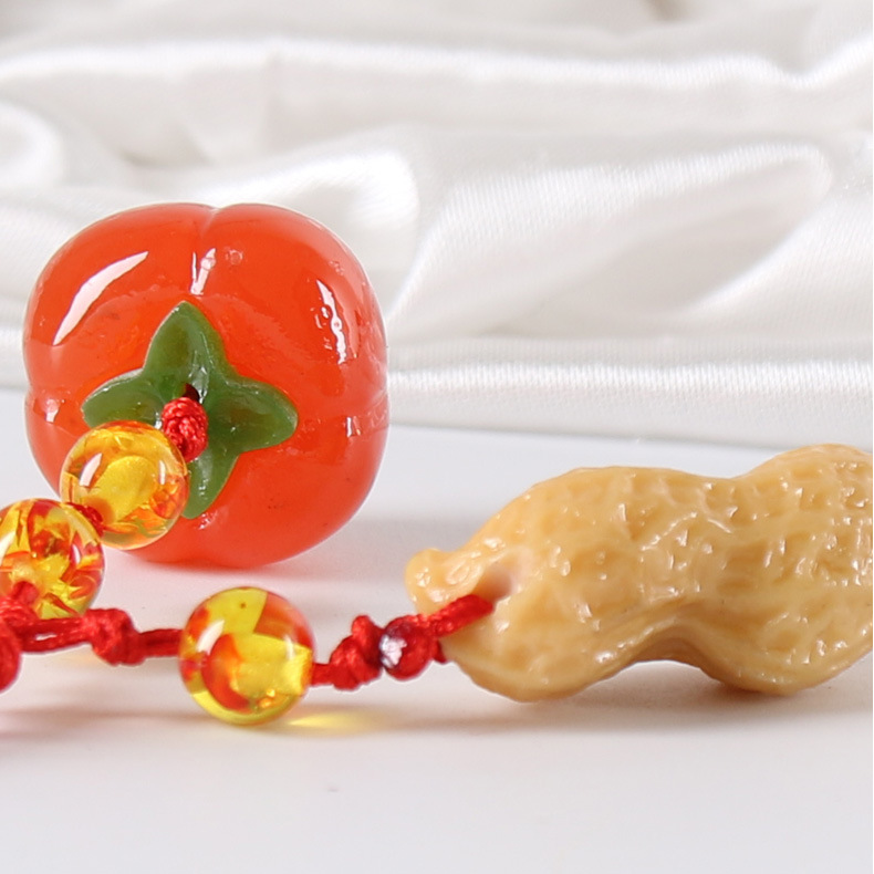 Factory Wholesale Resin Persimmon Pendant, Good Things Happen, Everything Goes Well, Creative Ornament Keychain