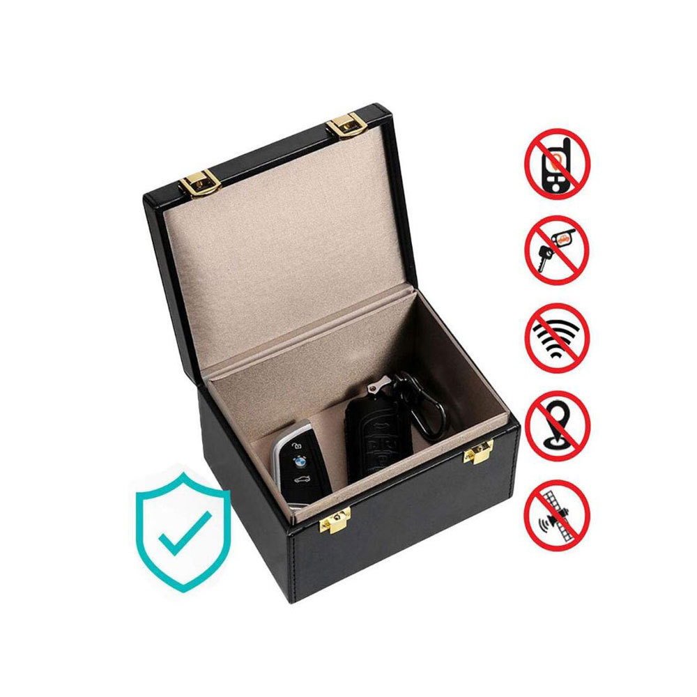 亚马逊热销款双排锁扣PU防磁屏蔽盒   RFID防扫描信号屏蔽盒