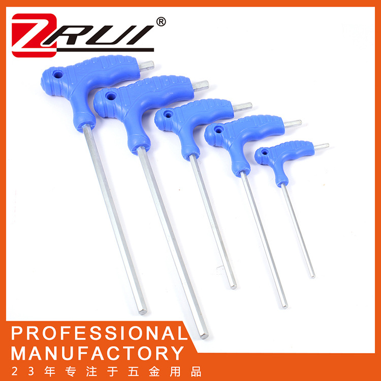 Muleta de inyección monocromática Llave de cabeza plana de flor de ciruelo hexagonal en forma de T Material de acero de vanadio CRV multi-Especificación