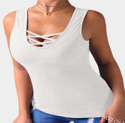 Cross-border Wish European and American-style New Arrival Cross-Strap Chest-Exposing Sleeveless Tight Sexy Base Top Women's Strapless T-Shirt