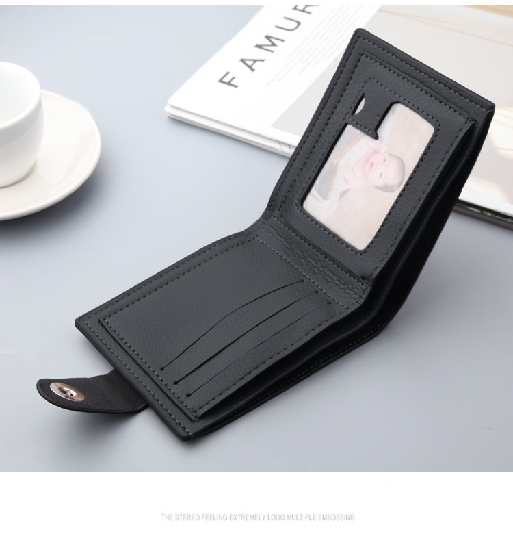 Black Color Business Short Wallet Men's Wallet Retro Buckle Horizontal Gift Money Clip Foreign Trade