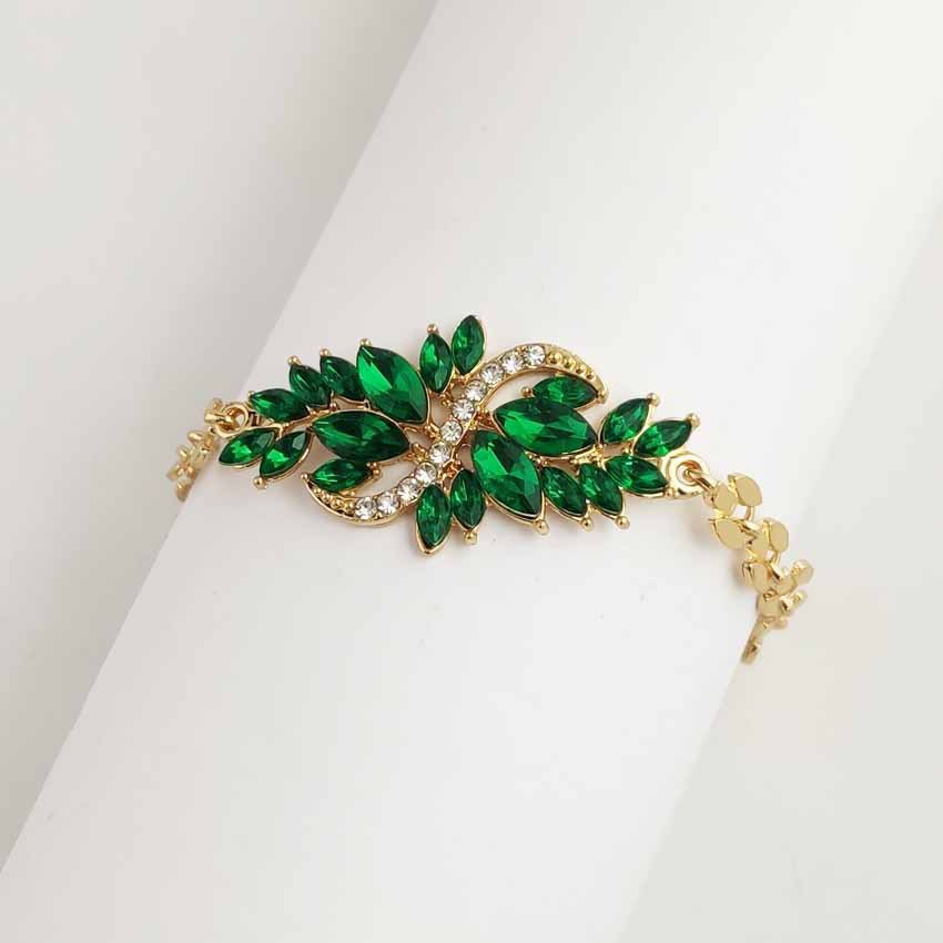 Popular Diamond Inlaid S-Shaped Resin Flower Bracelet