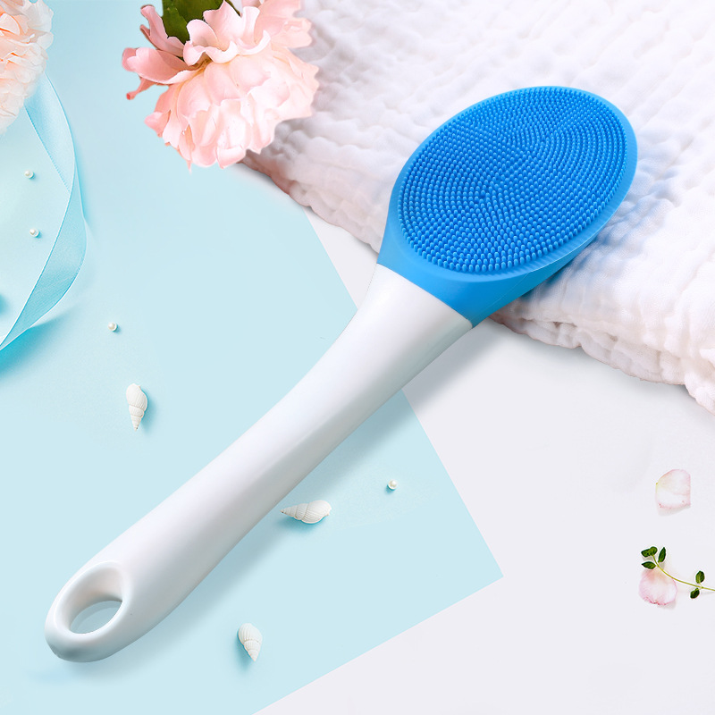 Dongguan 2019 new pattern silica gel Bath brush Long handle Chopping Bath Two-sided Soft fur non-slip massage Bath brush Bath brush