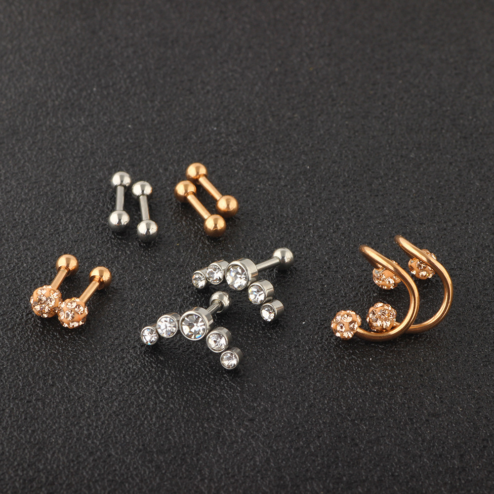 Heart Shape Stainless Steel Ear Stud Set - Ear Clip & Ear Bone Piercing Jewelry for Women Men detail image 14