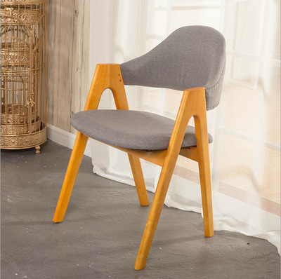 现代简约实木餐桌椅组合 奶茶店咖啡厅A字椅网红休闲靠背椅批发|ms