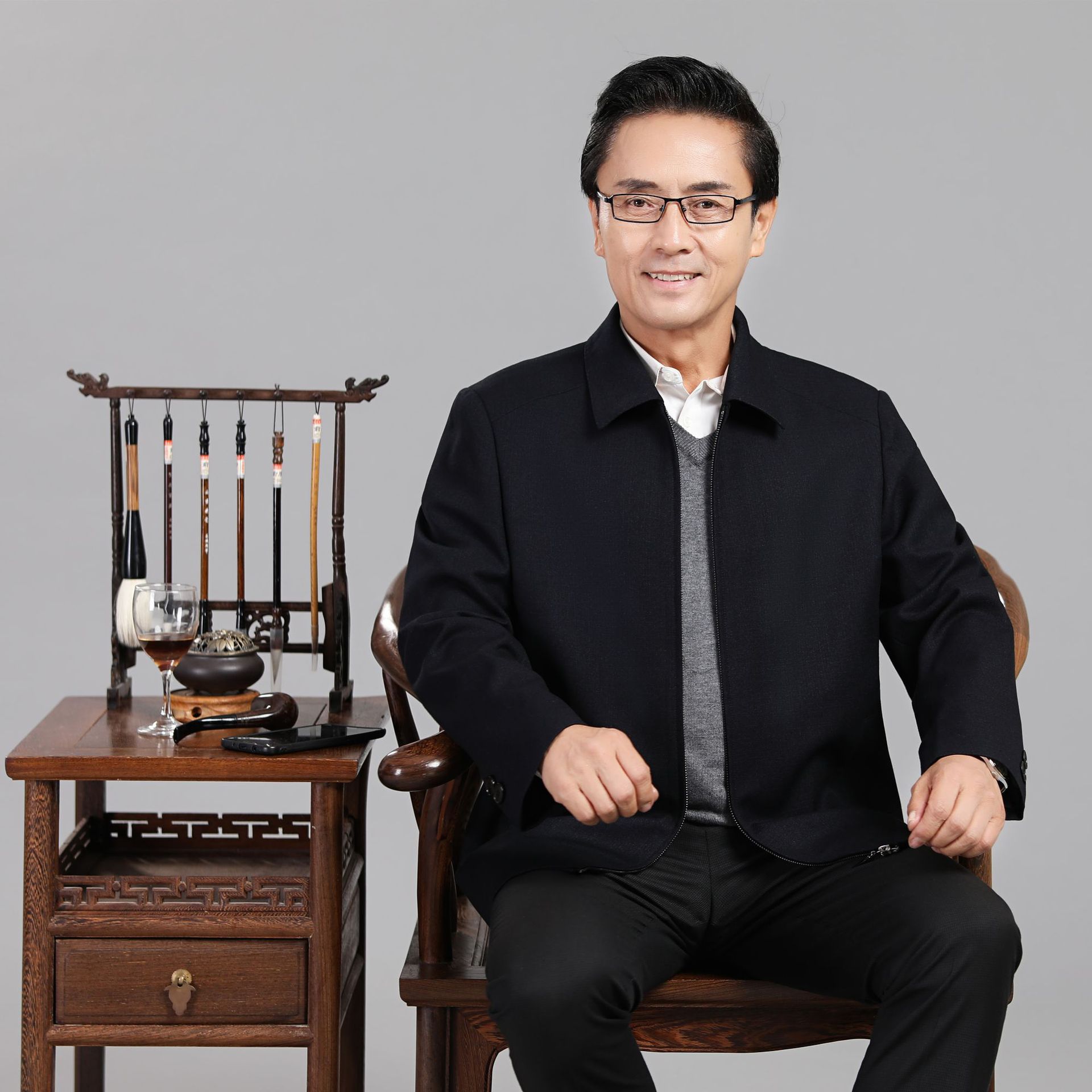 春季新款中老年男士拉链翻领休闲夹克厂家直销批发褂子老人外套