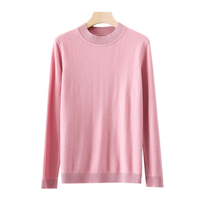 濮院2019秋冬季节100%全羊毛女士毛衣纯羊毛衫短款半圆领打底衫女