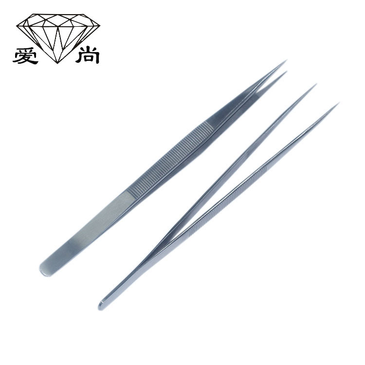 精品带槽宝石镊子 轻松夹起小石头 不反弹 手感好 不绣钢裸石镊子