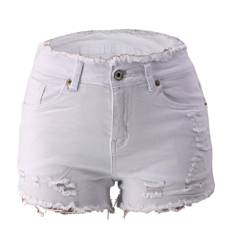 zipper fringed edge denim shorts NSYB65121