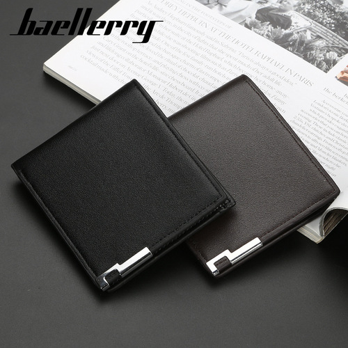baellerry men's short wallet Korean style thin iron edge multi-card slot wallet horizontal and vertical card holder wholesale