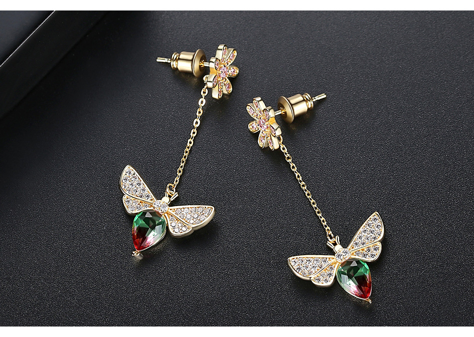 Stud Earrings New Fashion Sweet Long Bee Pendant Female Earrings Wholesalesale display picture 4