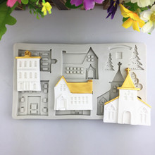 厂家销屋子房子圣诞节巧克力翻糖模具圣诞姜饼屋硅胶烘焙蛋糕模具