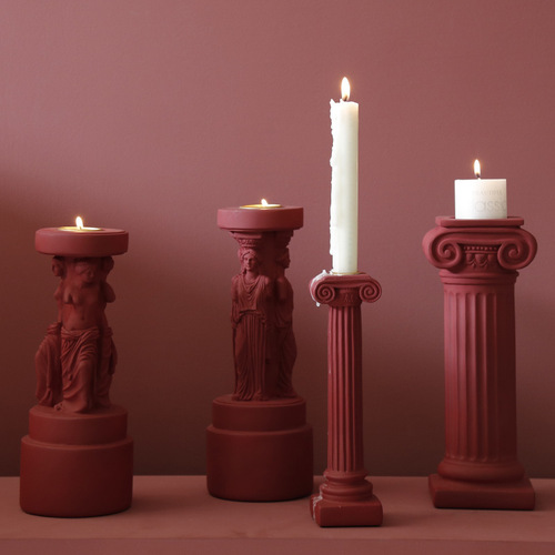 Sophia Ancient Greek Ionian-style Roman column scent candle holder, Morandi color Nordic creative decoration