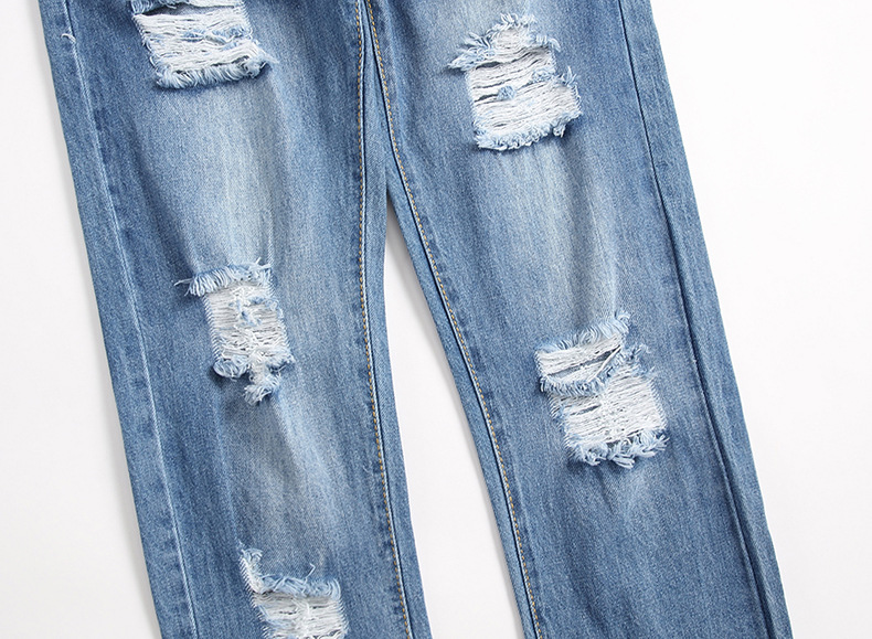 Men's new distressed jeans, fashionable and casual straight leg jeans_voghion.com