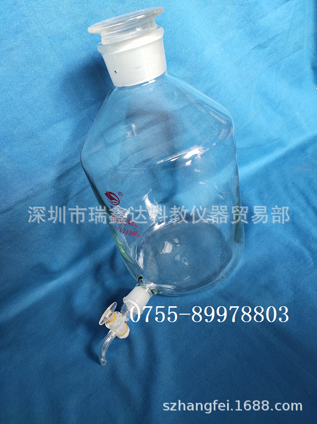 蜀牛高硼硅放水瓶5000ml 玻璃放水瓶 蒸馏水瓶透明龙头瓶 带阀门
