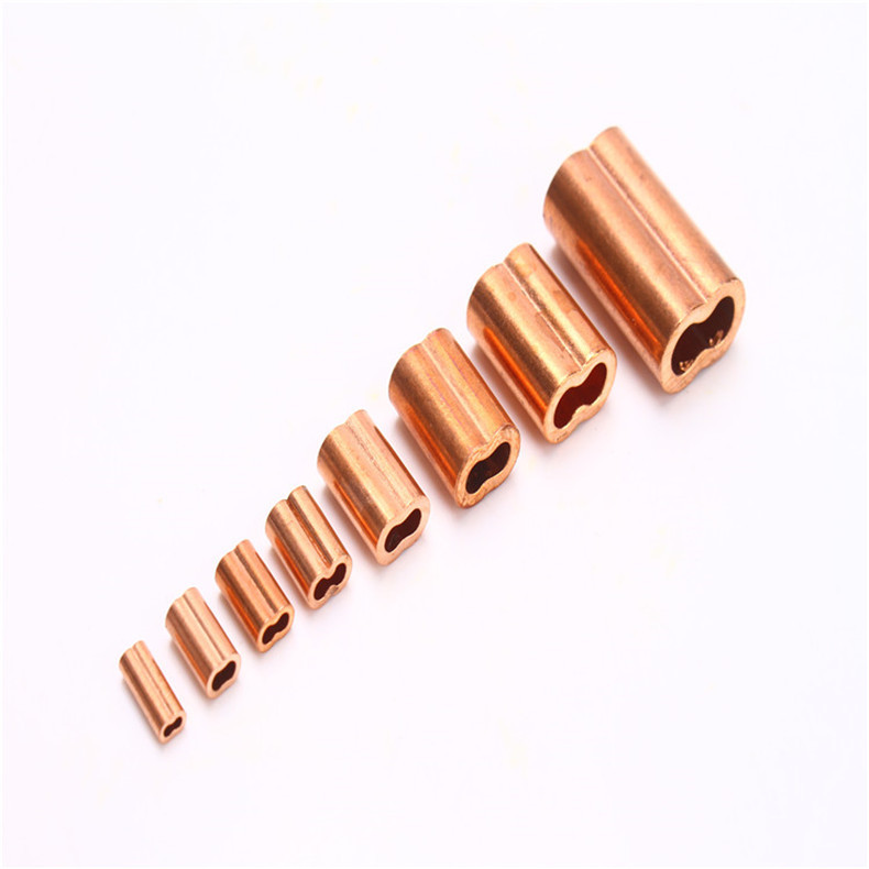 低价批发定做（钢丝绳专用双孔8字型紫铜套）铜管 铜扣 冲压配件