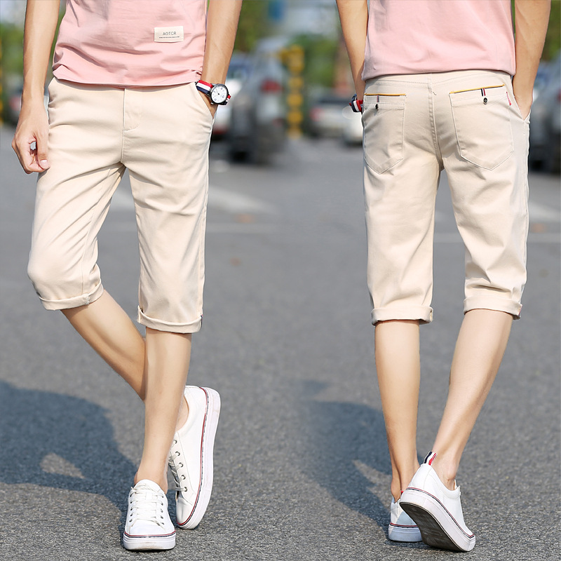 Popular elástico slim fit deportivo casual recortada pantalones de los hombres cuatro estaciones regulares stretch shorts estilo coreano versátil pantalones de los hombres