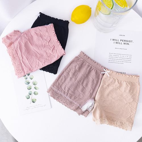 Seamless New Lace Underwear Safety Pajama Pants for Plus Size with Seamless Leg Design, Edge Lace to Prevent Transparency, Four- Corner Women's Underwear