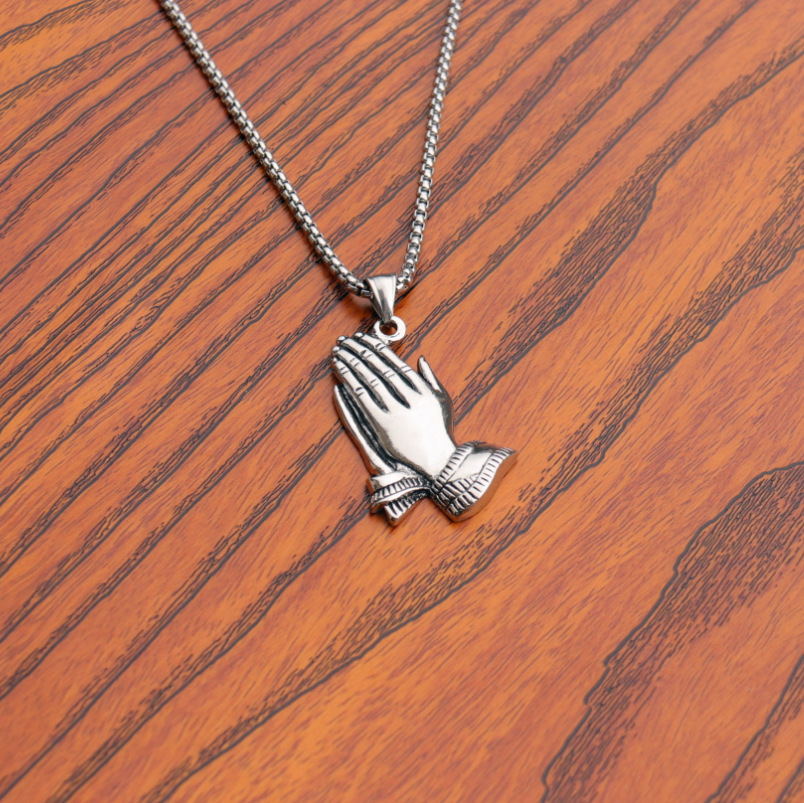 Nuova collana da uomo con pendente personalizzato in acciaio inossidabile con catena a doppia mano in titanio_voghion.com