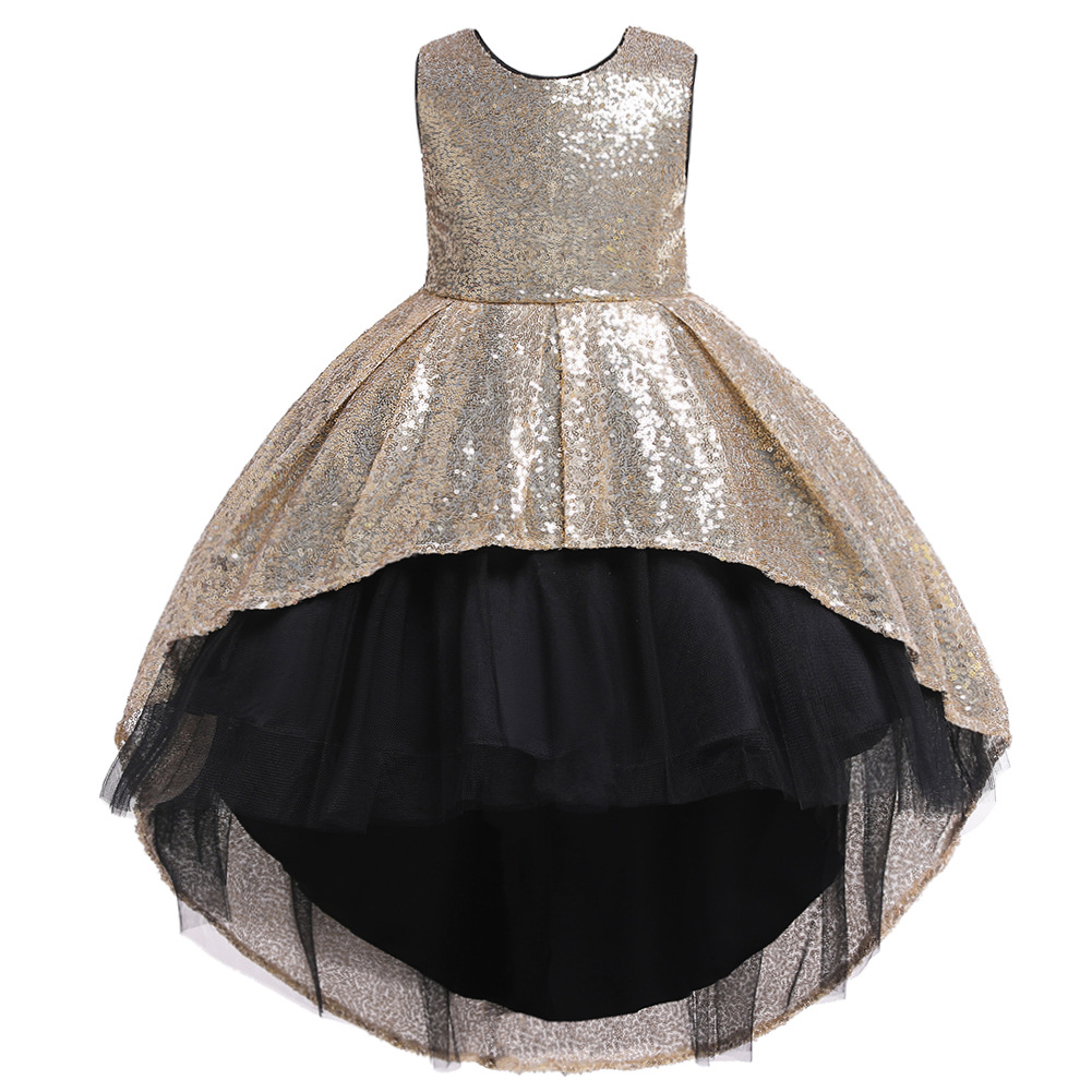 Vestido para niños Vestido de princesa Vestido de lentejuelas de rendimiento de niña pettiskirt trailing Vestido de rendimiento del Día de los niños vestido de niña de flores