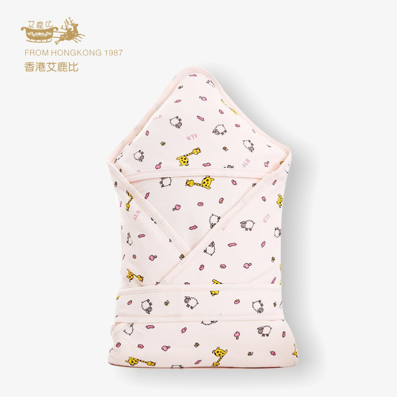 婴儿床上用品抱被早秋 艾鹿比 新生儿宝宝棉包被睡袋 襁褓抱毯