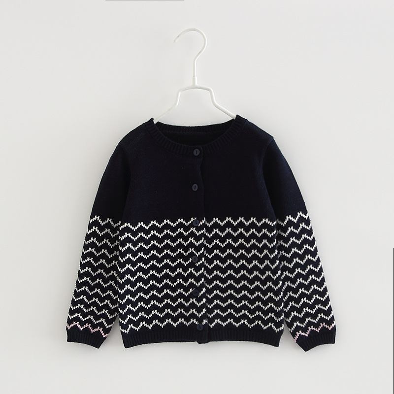 2021 primavera y otoño nueva ropa para niños lana gruesa color cuello redondo suéter cardigan suéter manga larga al por mayor engrosado