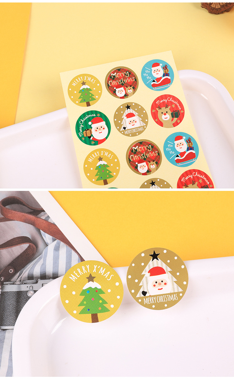 Merry Christmas Round Packaging Stickers 12 Pieces Sealed Sticker display picture 1