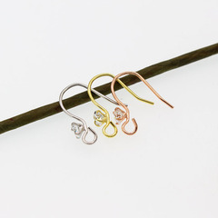 S925純銀單鋯石耳勾DIY手工耳環配件材料女簡易耳飾帶鑽耳鈎子