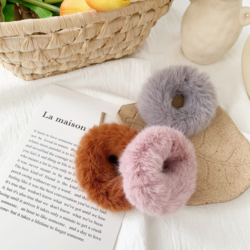 Super crispy imitation rabbit hair coil chic style versatile plush hair rope headband Korean hair accessories for women