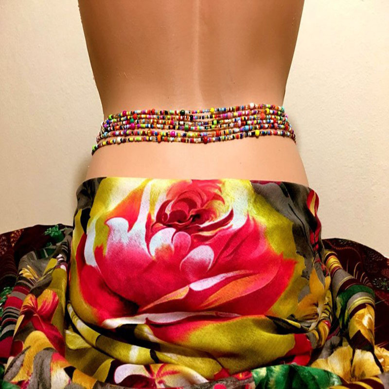 欧美跨境饰品 6条一套简约性感创意多彩米珠腰链