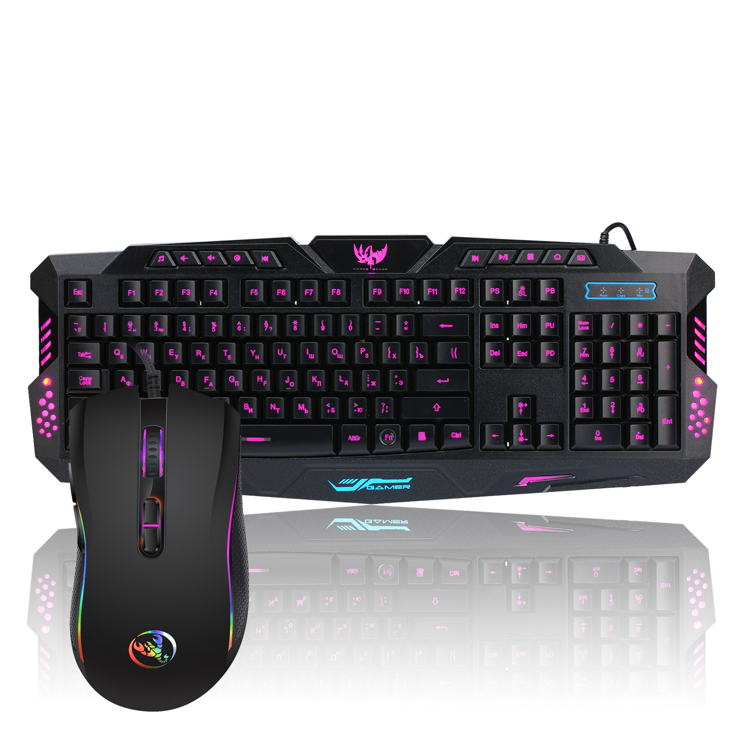 New J20 Luminous Set 3200dpi Gaming Mouse and Cable Three Color Backlit Keyboard_voghion.com