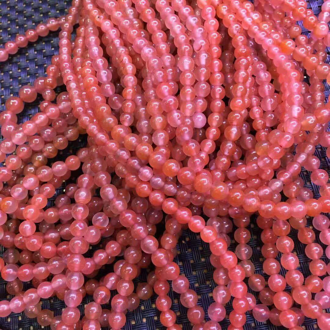 南红玛瑙樱桃红5mm一10mm多圈手串体美干净少杂色泽鲜艳工厂直批