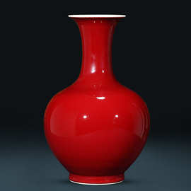 景德镇仿古霁红釉陶瓷器花瓶新中式客厅玄关电视柜家居装饰工艺品