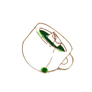 With the change of European and American foreign trade jewelry personality coffee cup green tea cup cat oil drop cartoon brooch AliExpress