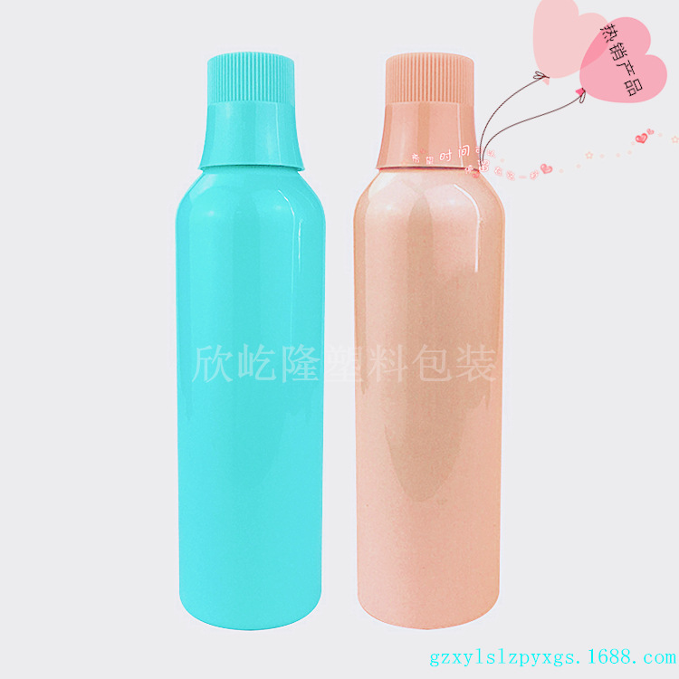 现货供应28牙300ml喇叭盖漱口水瓶PET材质塑料瓶液体分装瓶盖杯瓶