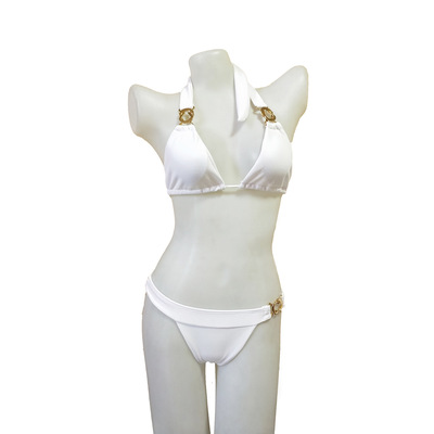 2019新款條紋面料分體對扣比基尼亞馬遜性感兩件套時尚女士泳衣