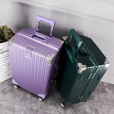 直角磨砂防刮铝框拉杆箱20旅行箱24行李箱28寸密码箱万向轮托运箱|ru