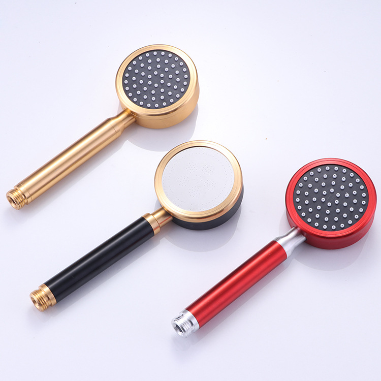Space Aluminum Handheld Pressurized Shower Nozzle Multiple Colors Removable Hand Spray Set Household Bath Shower
