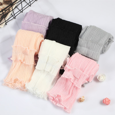 春夏款防曬冰袖親膚柔軟輕薄時尚百褶冰絲袖套 戶外運動袖套批發