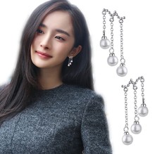 韓國 張娜拉劉仁娜同款耳釘三層珍珠長款流蘇耳飾耳環耳墜首飾
