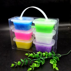 6-color transparent expanding glue Hong Kong-style square box space putty crystal slime expanding glue super lightweight clay clay