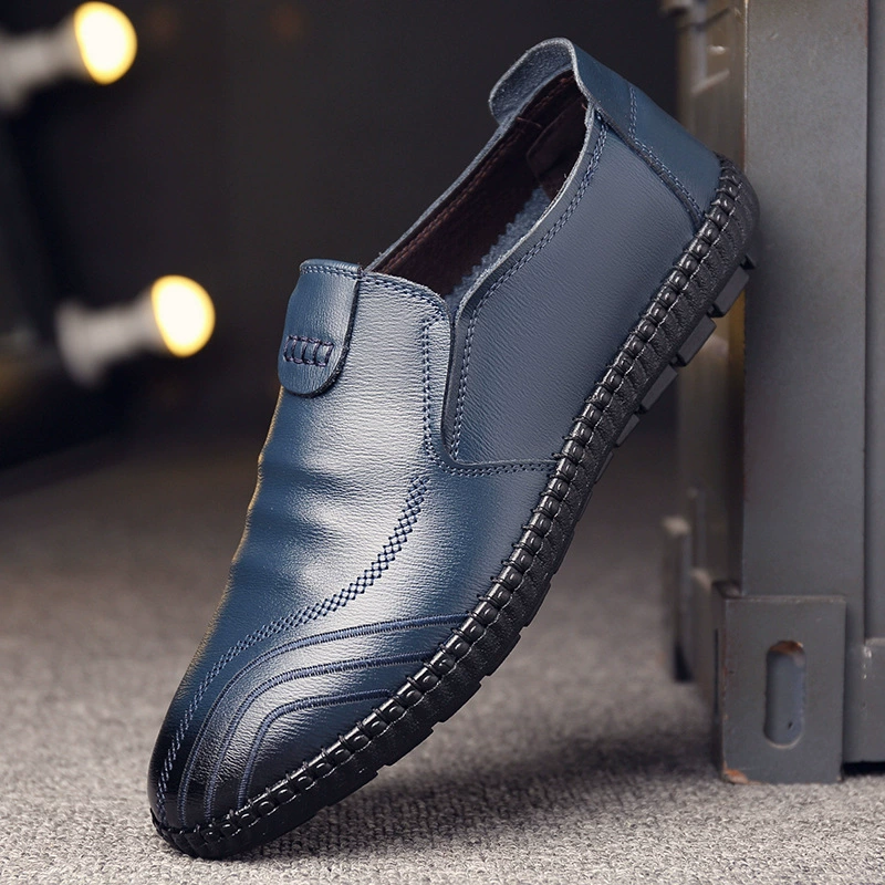 Летняя мужская обувь, новинка 2019 года, мужская повседневная кожаная обувь, дышащая модная обувь из натуральной кожи в Корейском стиле, лоферы без шнуровки