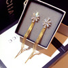 Fashionable silver needle, earrings with tassels, city style